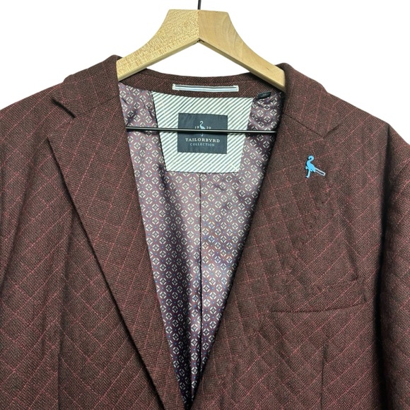 Tailorbyrd Blazer 44L Wool Quilted Office Preppy 2 Button Sport Coat Academia - Picture 2 of 11